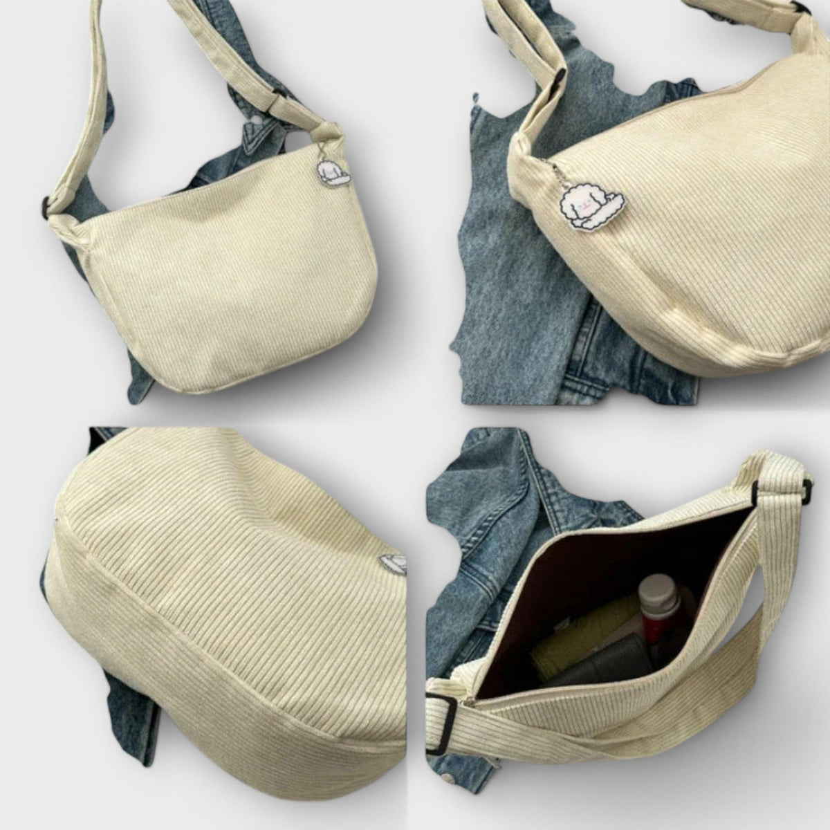 Corduroy Adjustable Strap Crossbody Bag