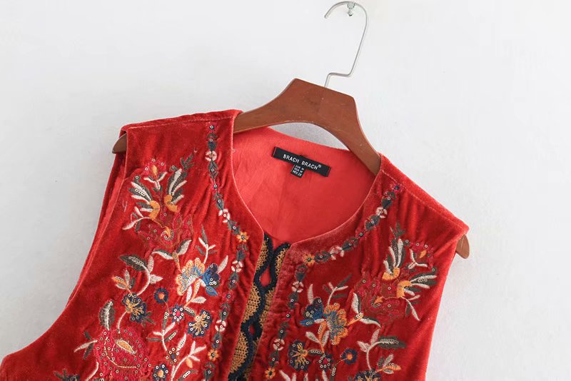 Floral Embroidered Beaded Boho Waistcoat