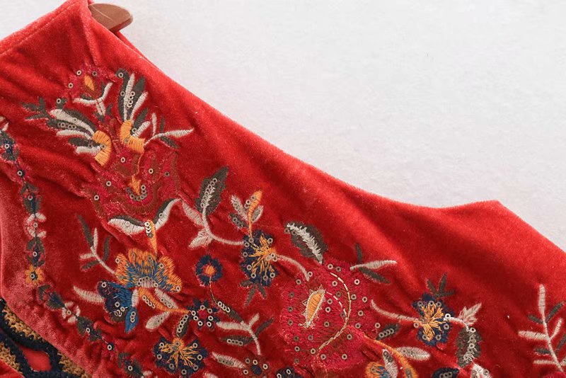 Floral Embroidered Beaded Boho Waistcoat
