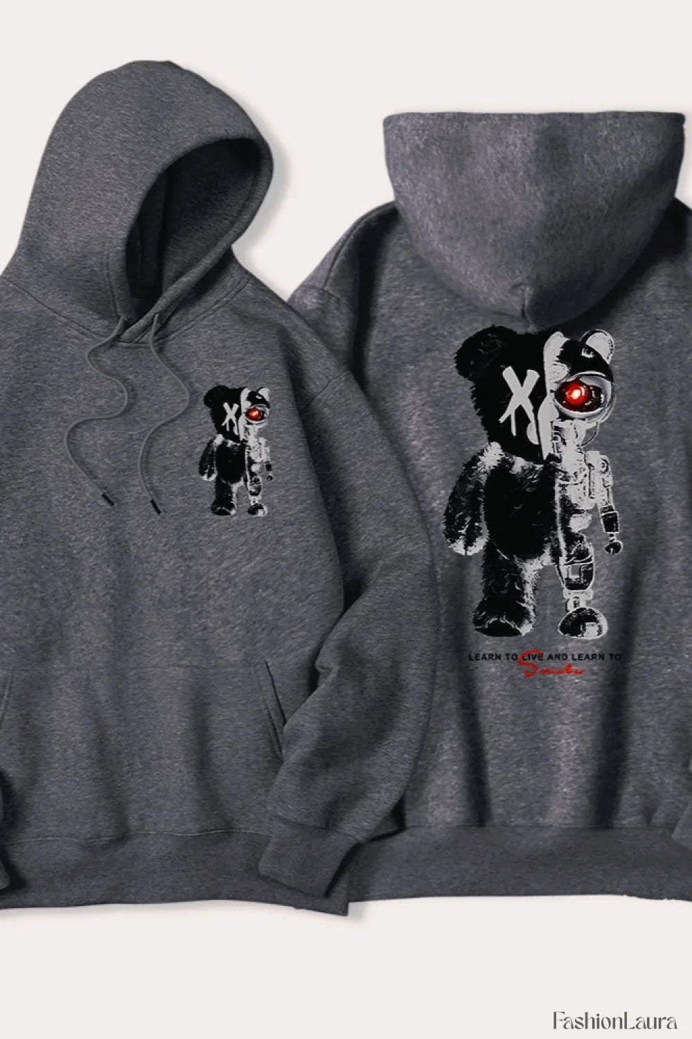Half Teddy Bear Half Robotic Bear Hoodie