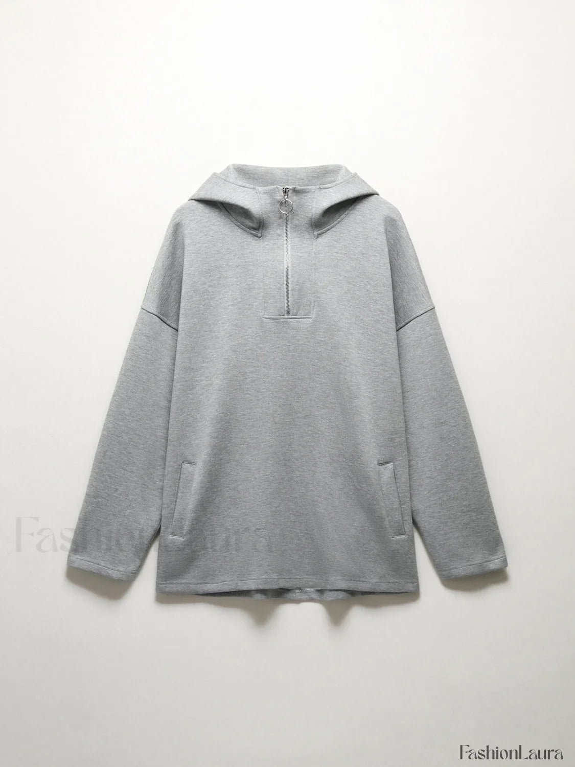 Half Zip Graceful Double Pockets Hoodie