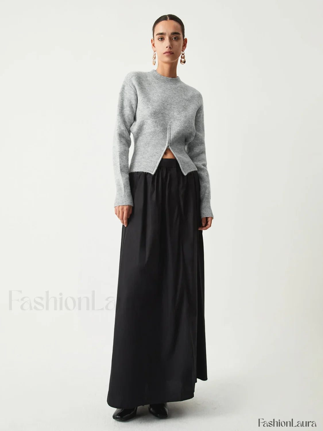 Half Zip Graceful Fuzzy Sweater