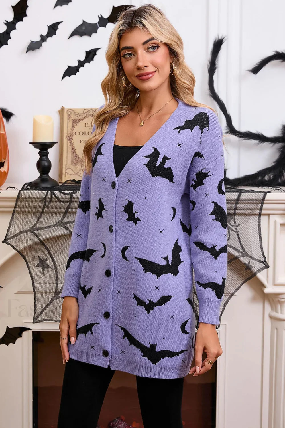 Halloween Bat Jacquard Knit Sweater