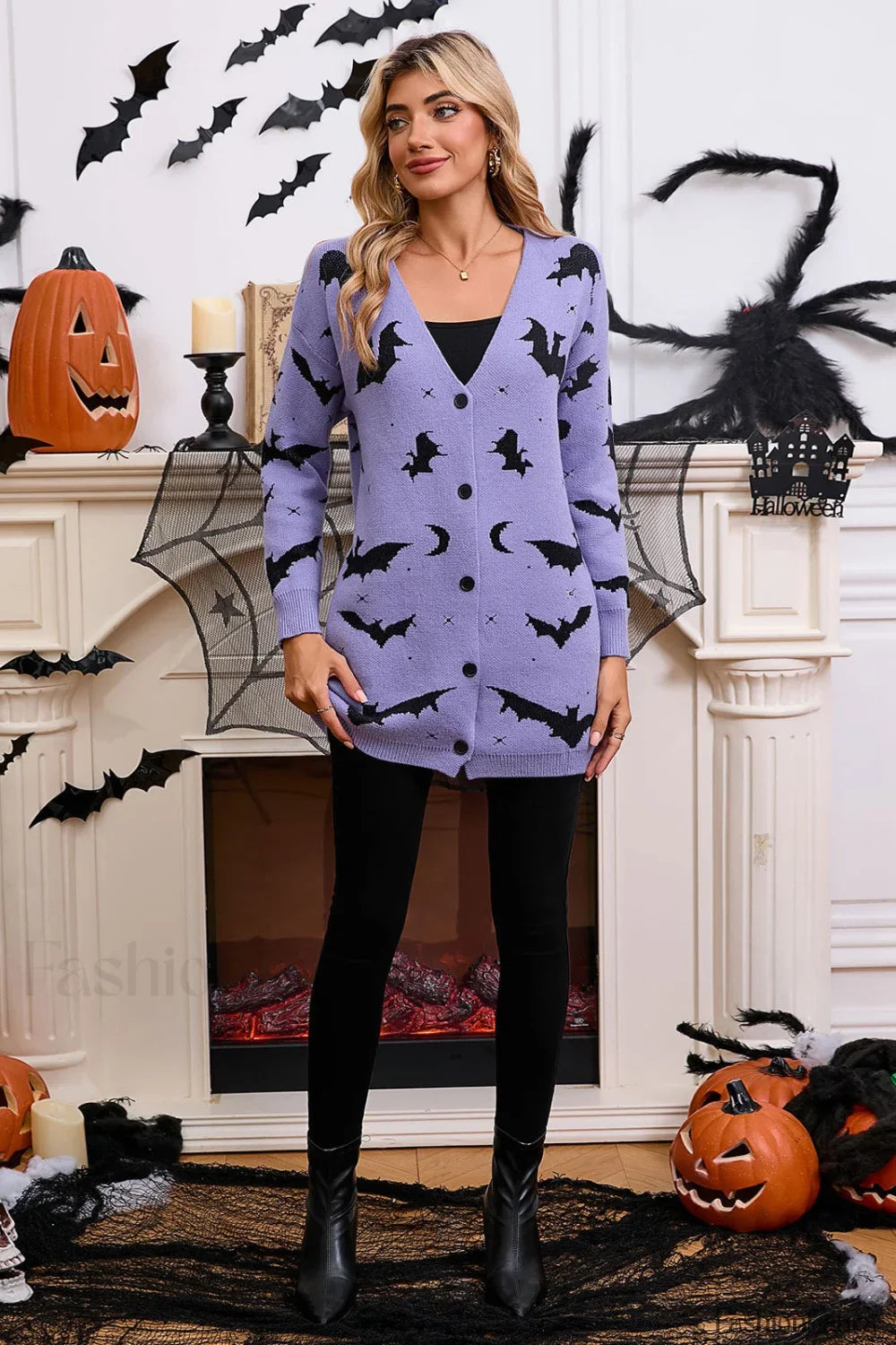 Halloween Bat Jacquard Knit Sweater