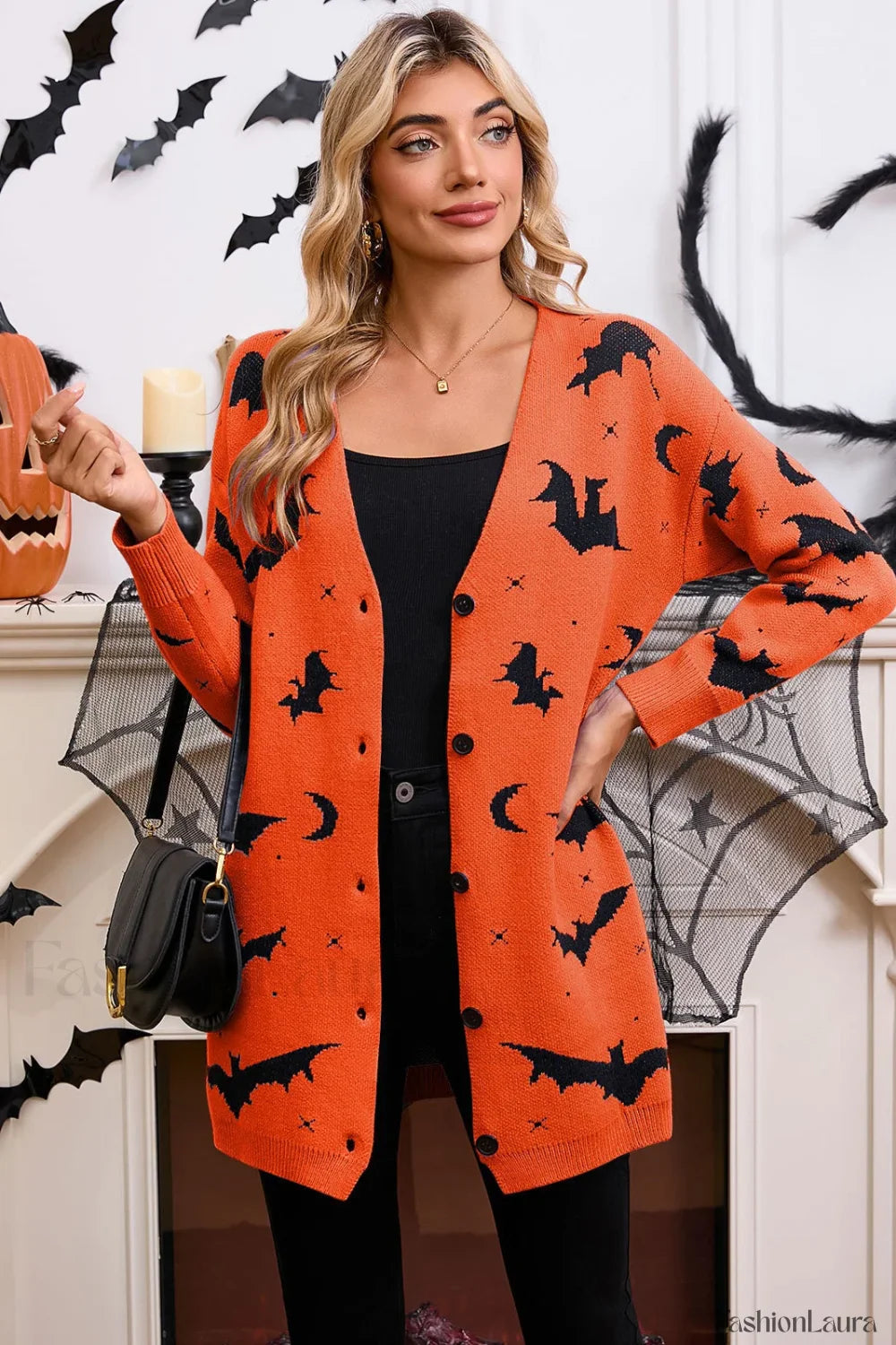 Halloween Bat Jacquard Knit Sweater