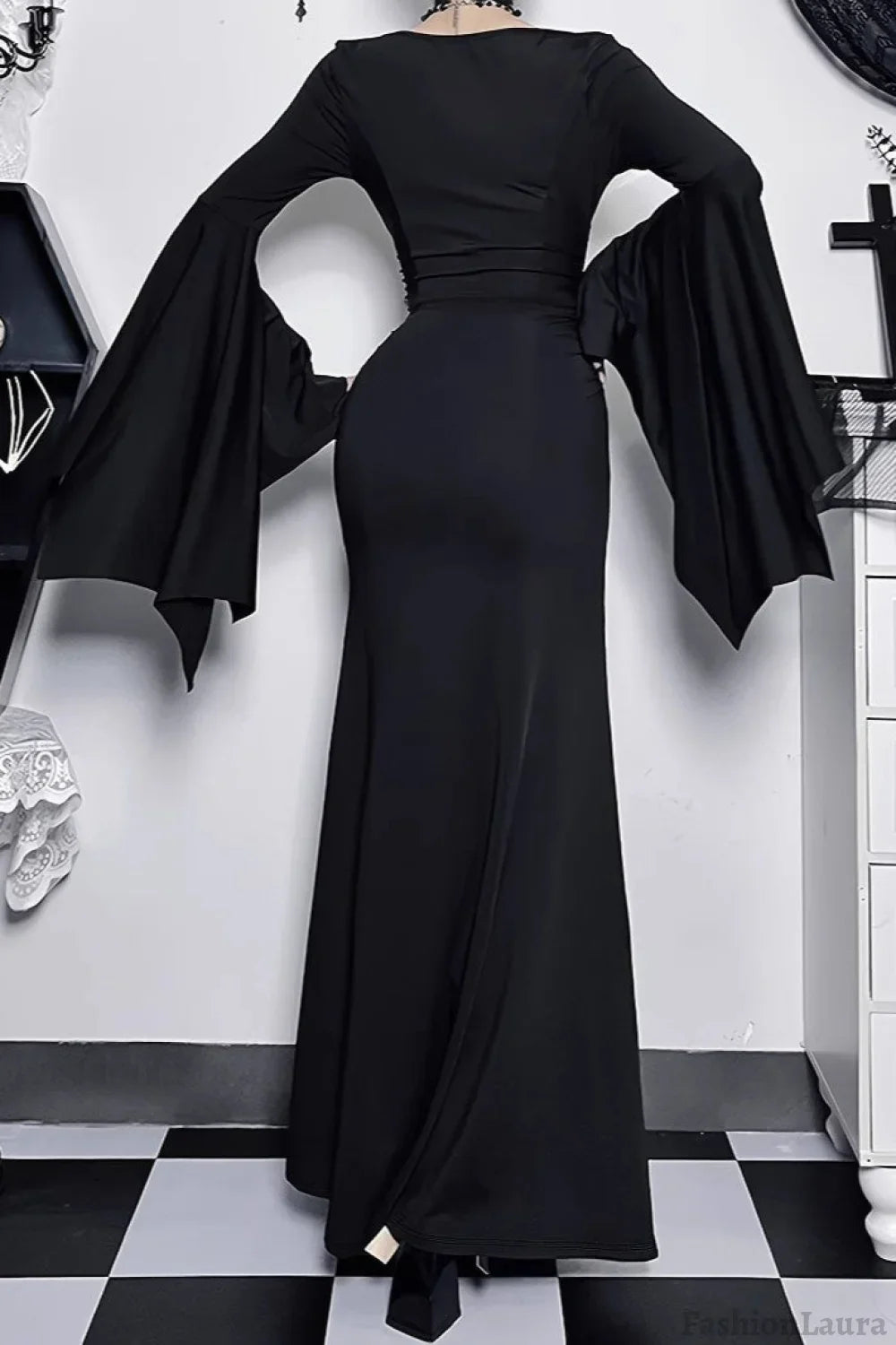 Halloween Gothic Punk Batwing Mermaid Dress