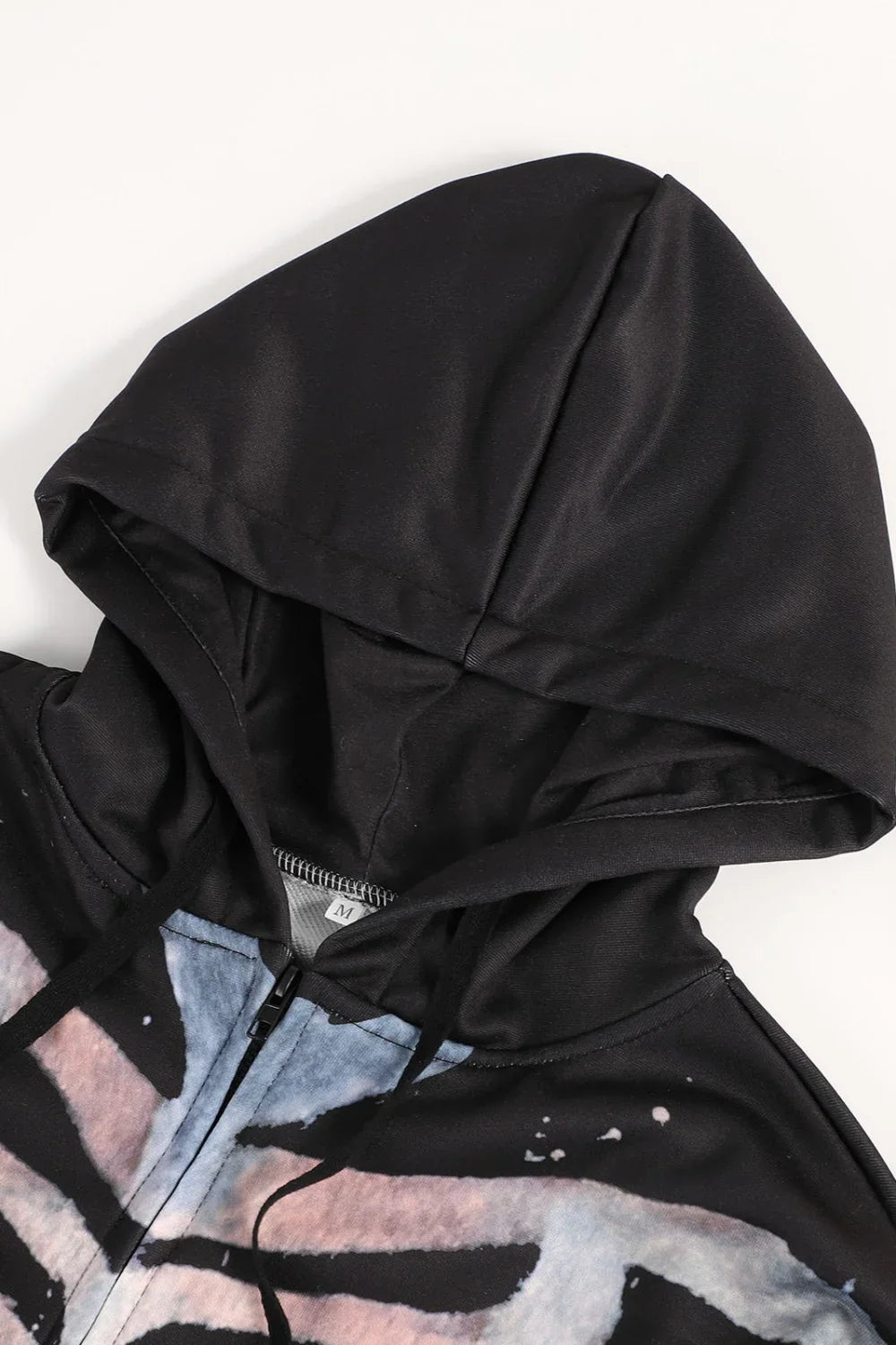 Halloween Skull Print Zip Up Hoodie