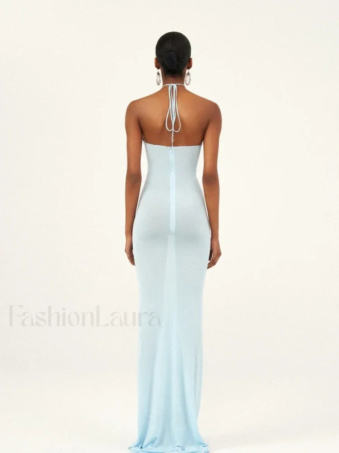 Halter 3D Flower Bodycon Maxi Dress