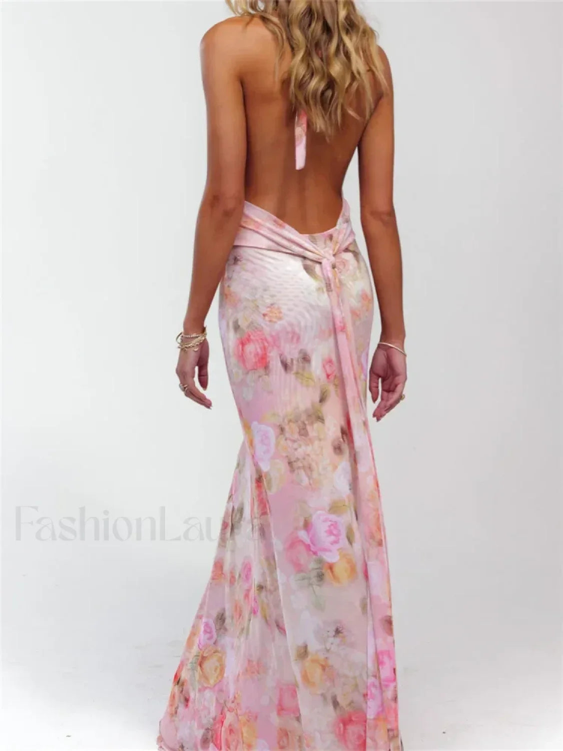 Halter Floral Dot Off Shoulder Maxi Dress