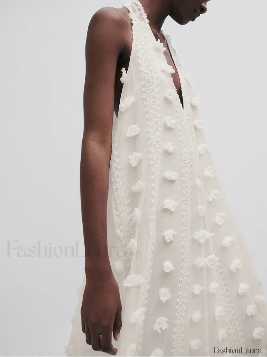 Halter Floral Mesh Patchwork Boho Dress