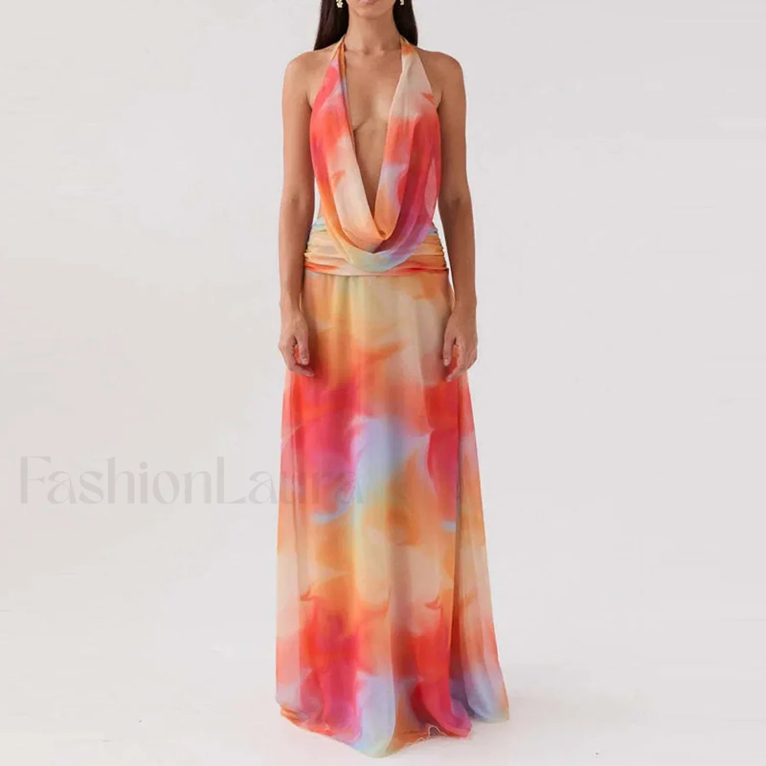 Halter High-Waist Floral Dress