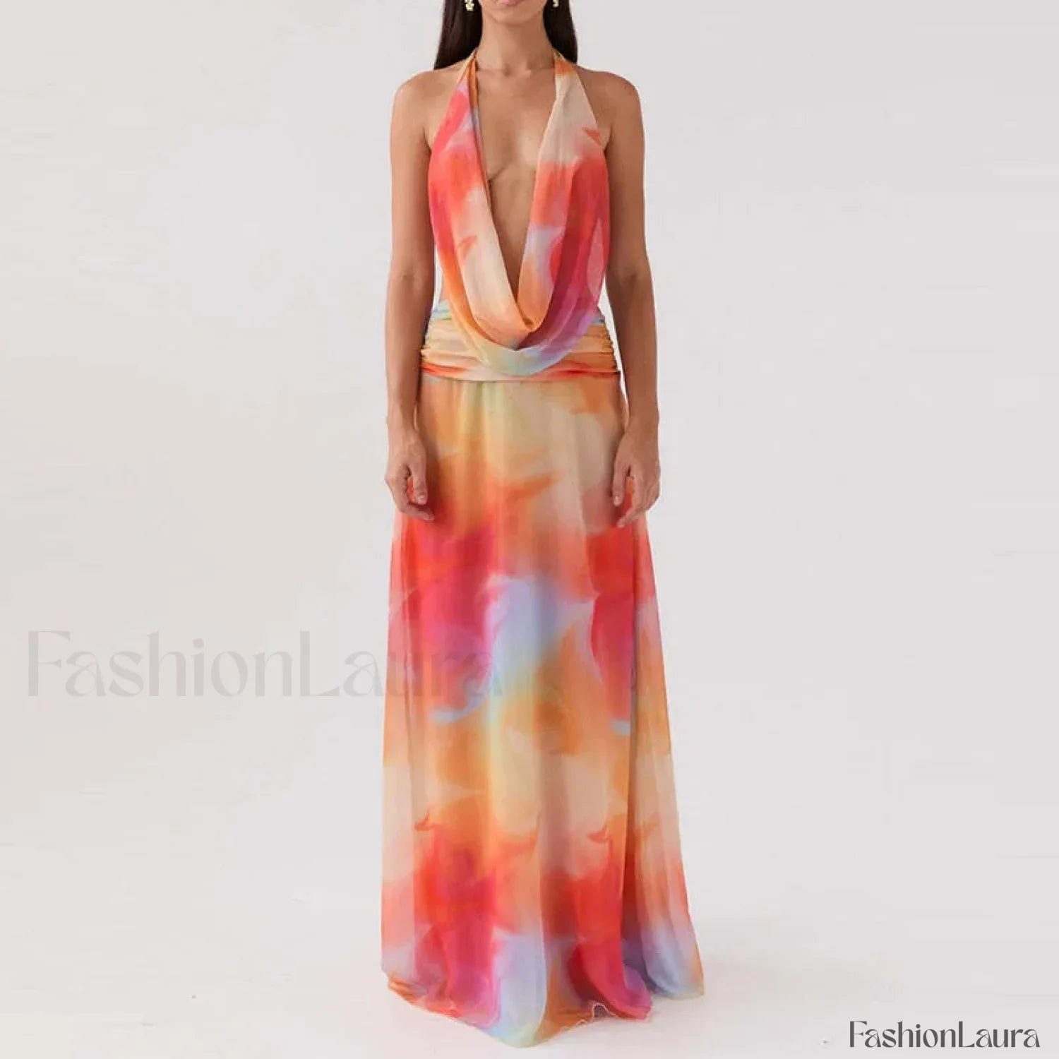 Halter High-Waist Floral Dress