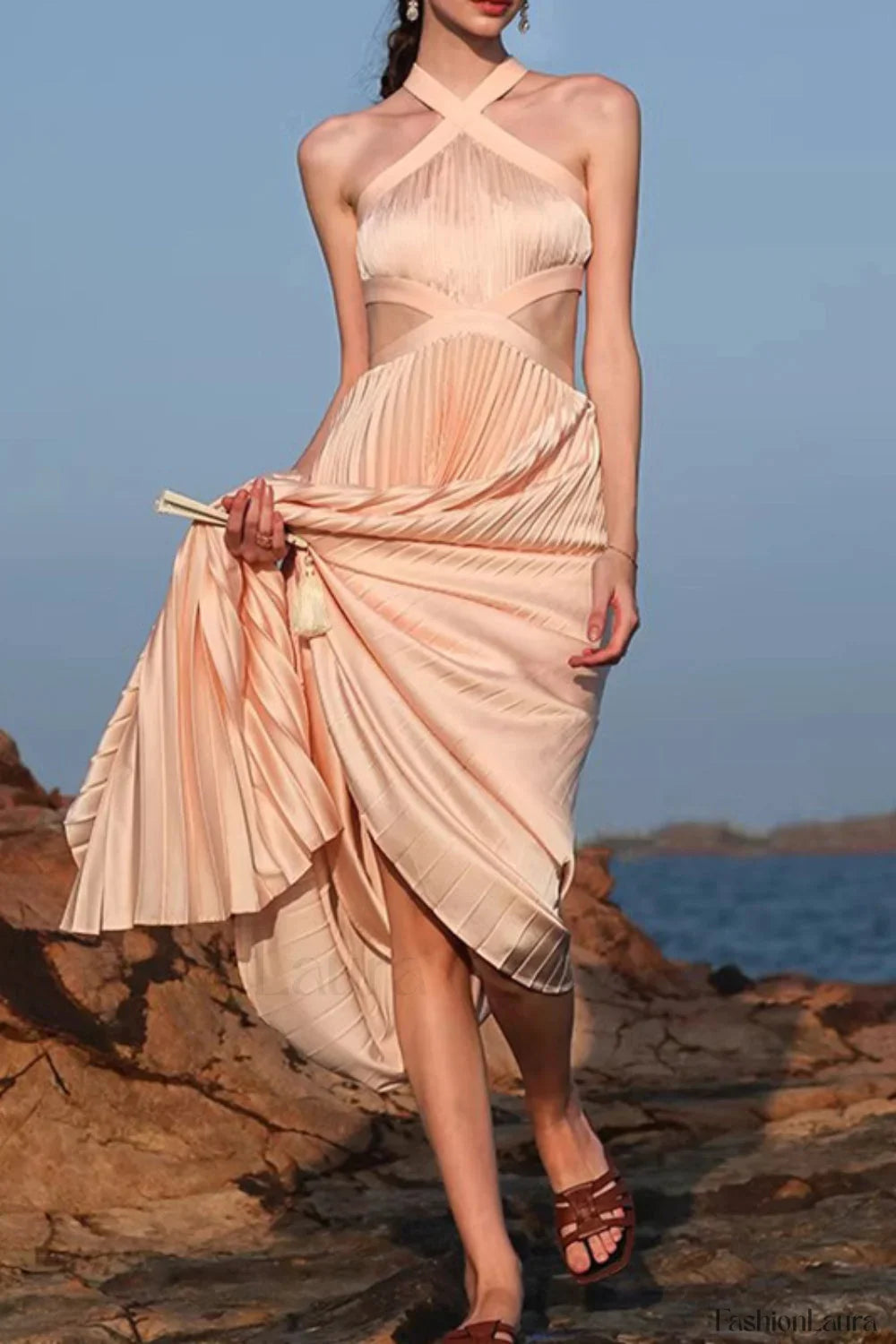 Halter Pink Vacation Maxi Dress