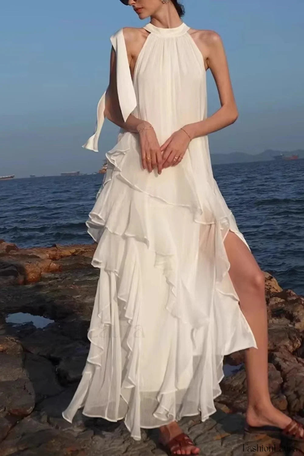 Halter Ruffled Vacation Maxi Dress