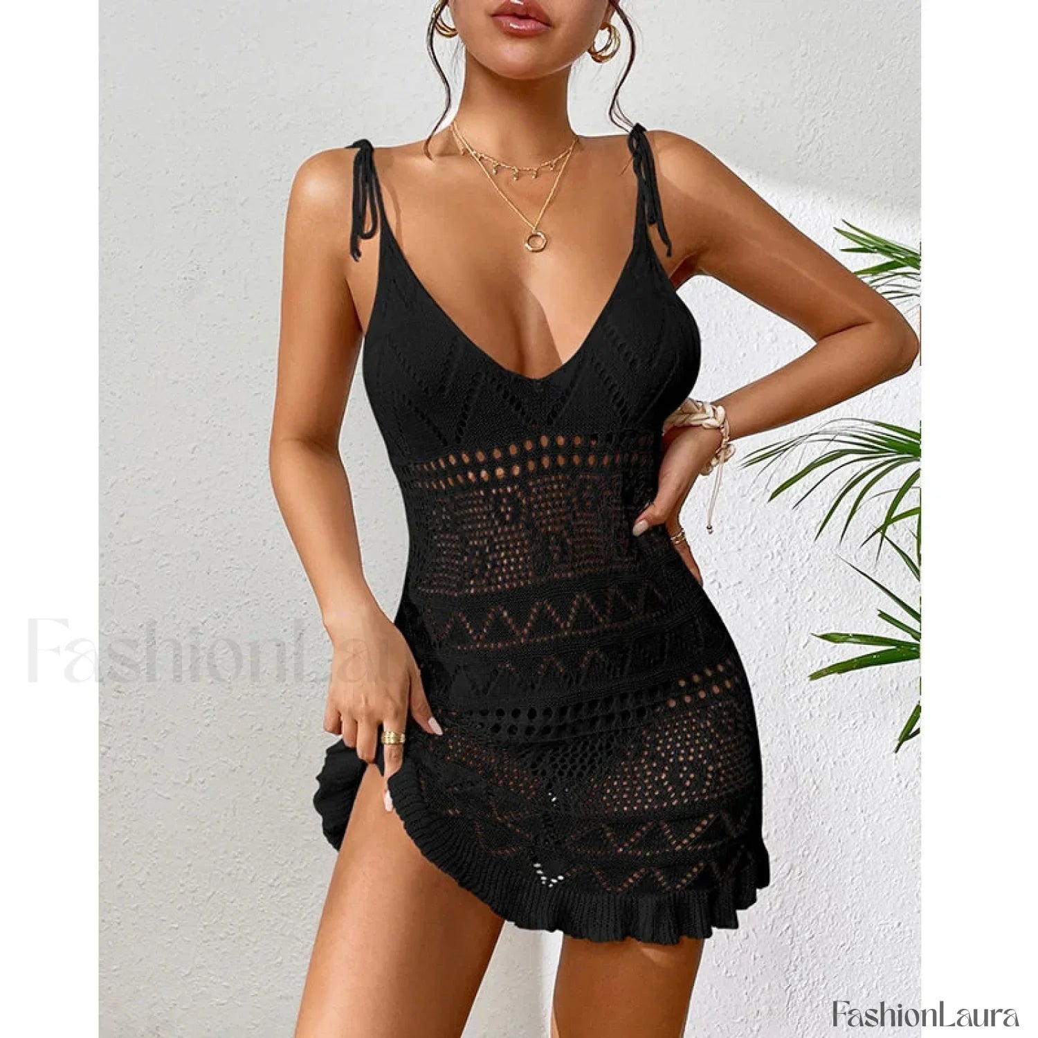 Halter Tight Knit Short Cover Up