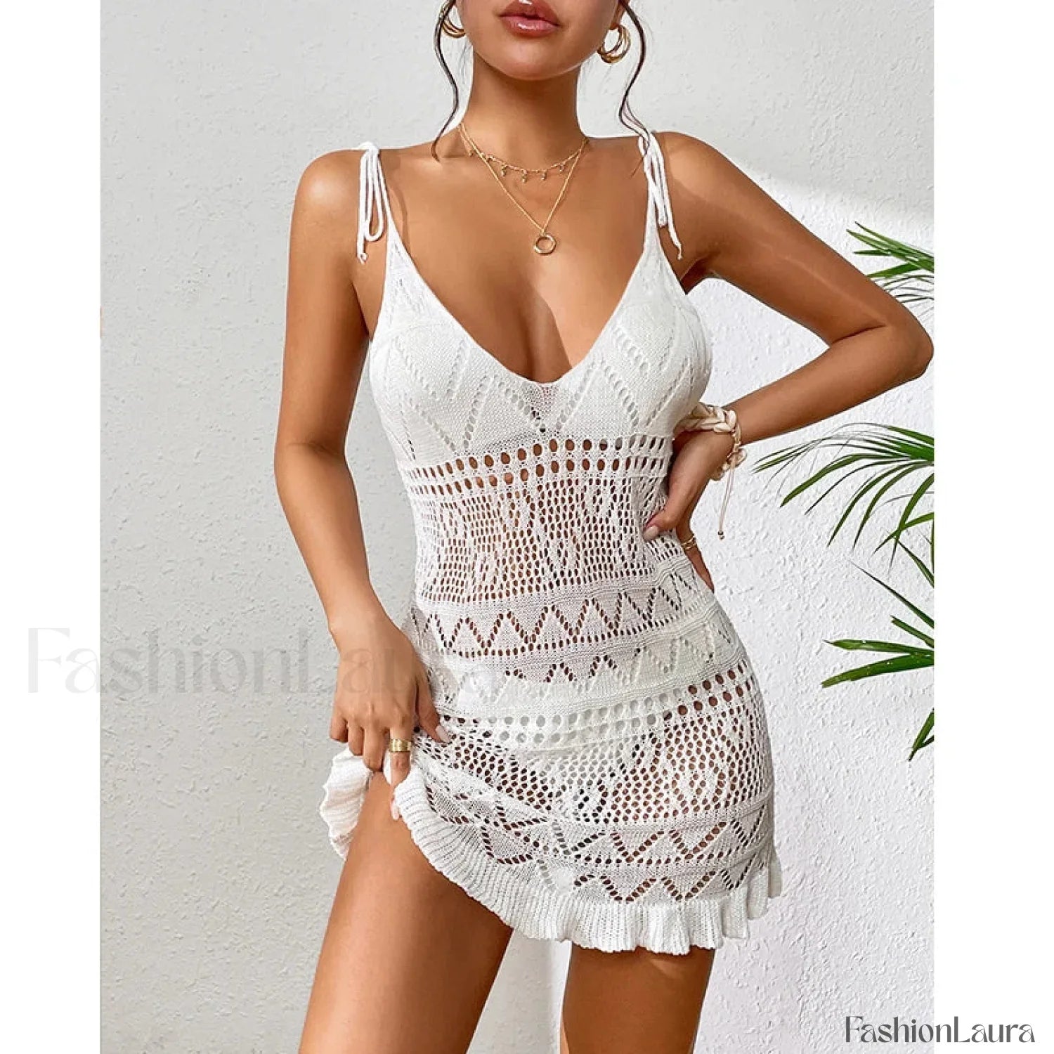 Halter Tight Knit Short Cover Up