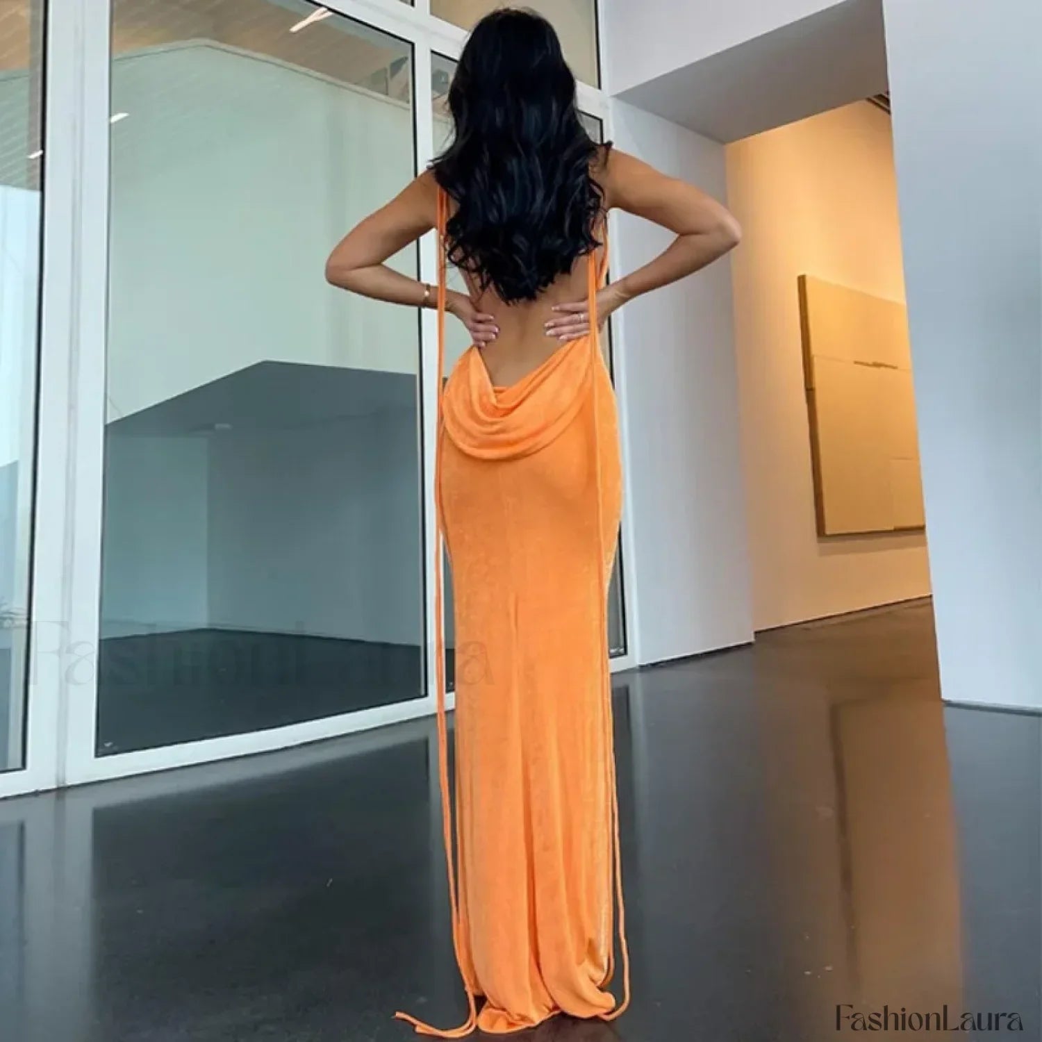 Halter Wrap Open Back Maxi Dress