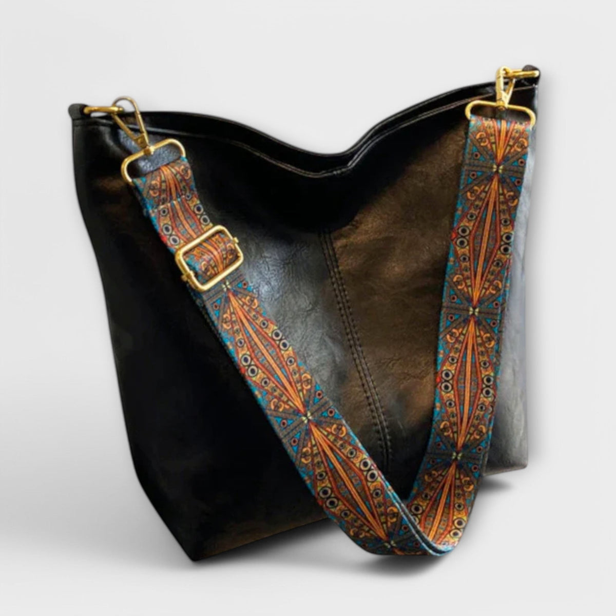 Guitar Strap Slouchy Faux Leather Tote Bag