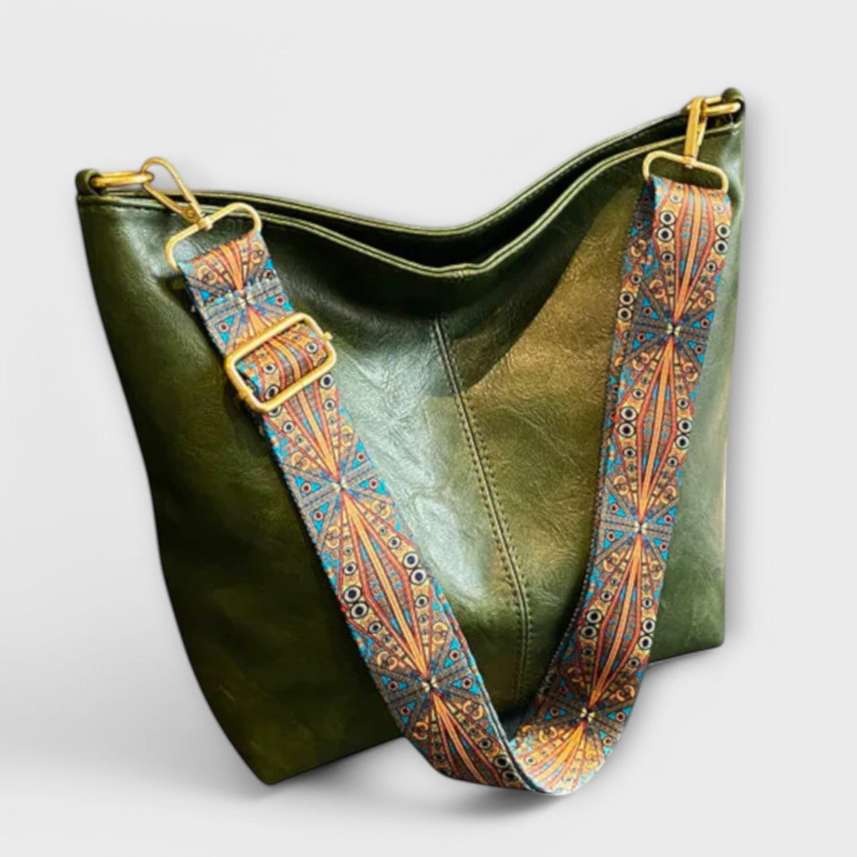 Guitar Strap Slouchy Faux Leather Tote Bag