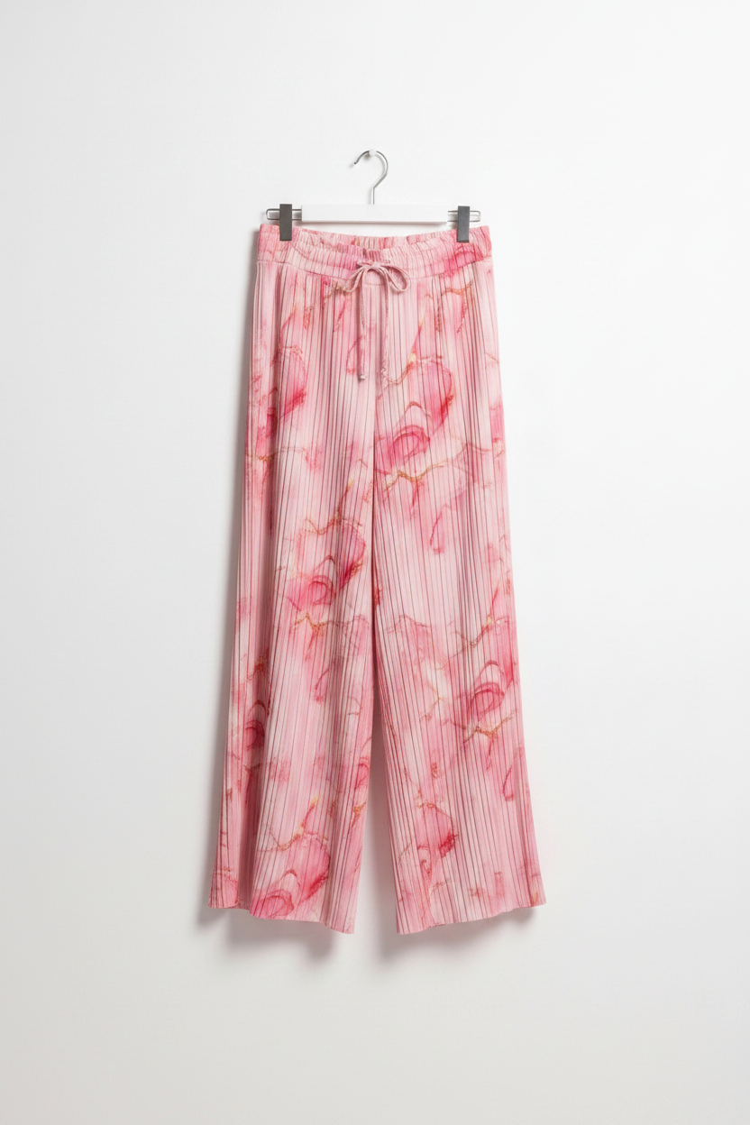 Multicolor Palazzo Pants Fluid Draping All Day Comfort Fit Polyester Elastane Blend