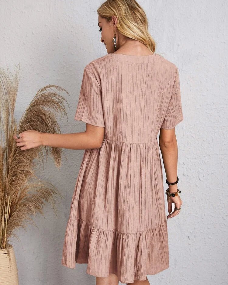 Adriana Exclusive Vintage Dress with V Neck & Lace Design Chic Silhouette Collection