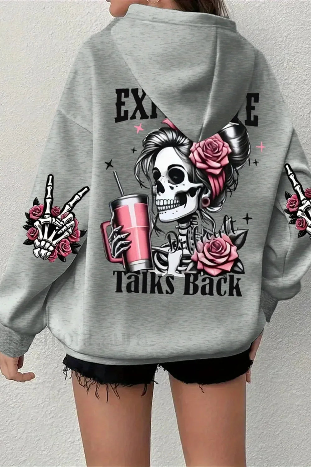 Harajuku Loose Fit Fleece Hoodie Grey / S