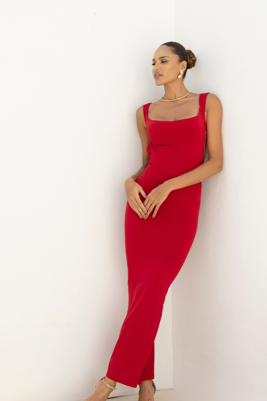 Harper Bodycon Maxi Dress - Lipstick Red