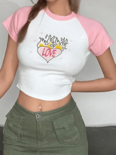 Heart Print Graceful Pocket Patch Jeans