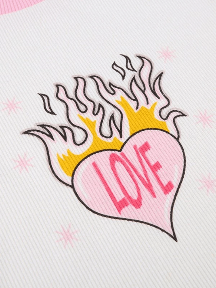 Flaming Heart Graphic Raglan Short Sleeve Ribbed Crop Top 5