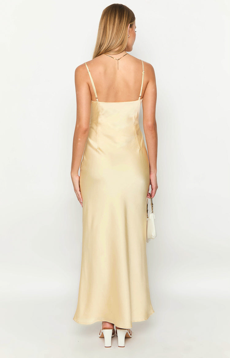 Satin Corset Bodice Straight Neck Spaghetti Strap Maxi Dress 6