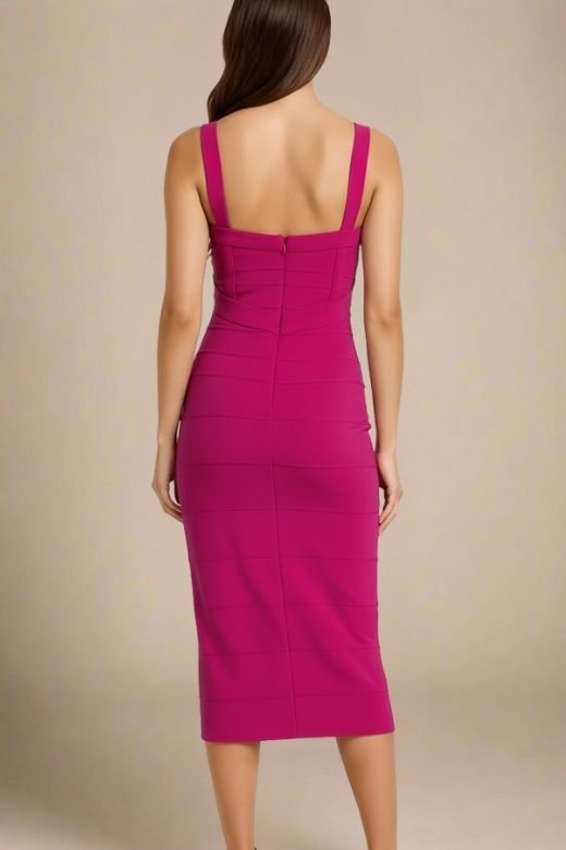 Heidi Bandage Midi Dress - Magenta Pink