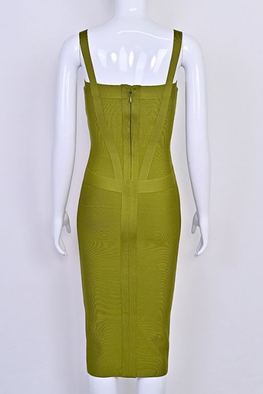Heidi Bandage Midi Dress - Olive Green