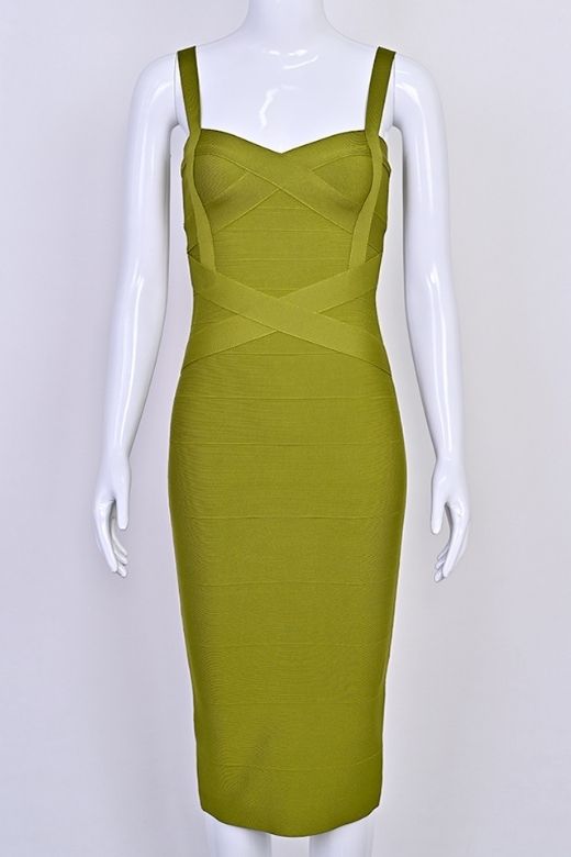 Heidi Bandage Midi Dress - Olive Green