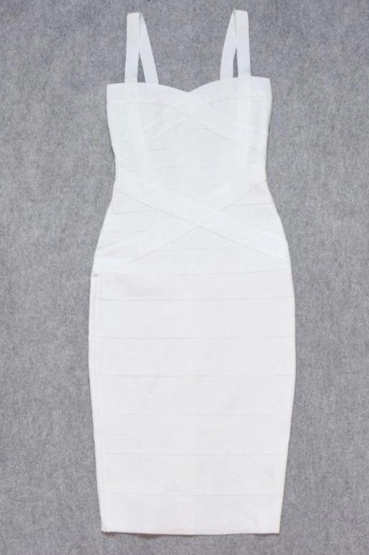 Heidi Bandage Midi Dress - White Pearl