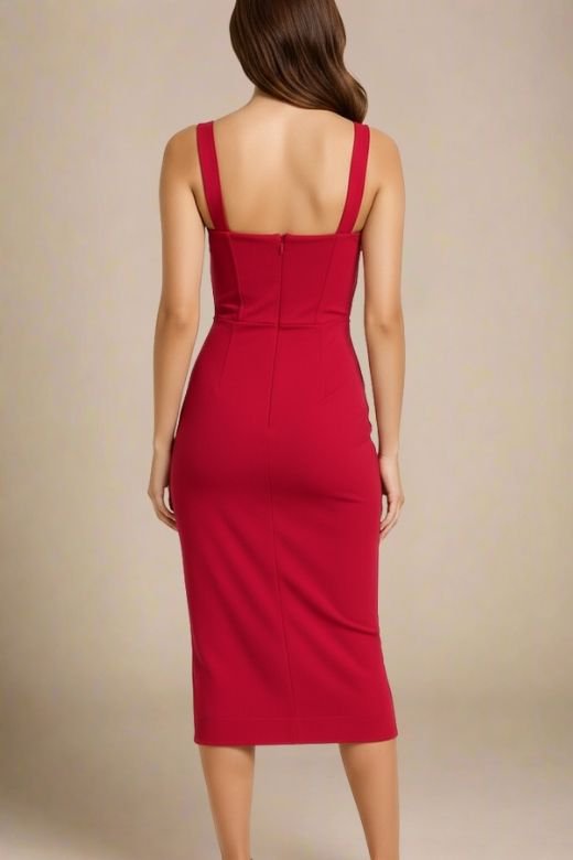 Heidi Bandage Midi Dress - Red Wine
