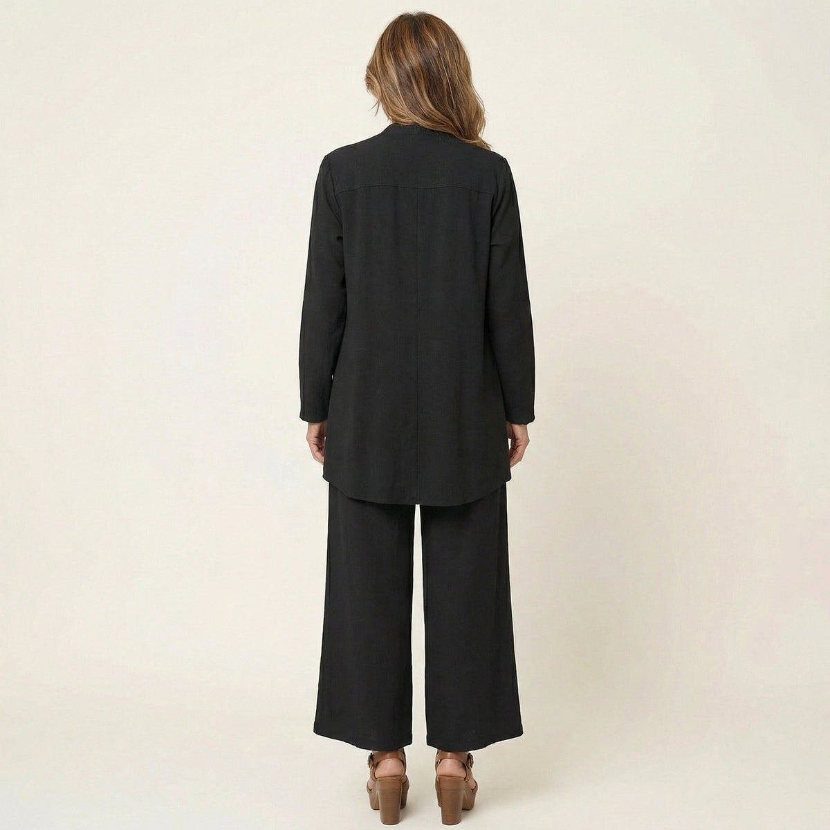 Open Front Cardigan Top and Wide Leg Pants Three Piece Set