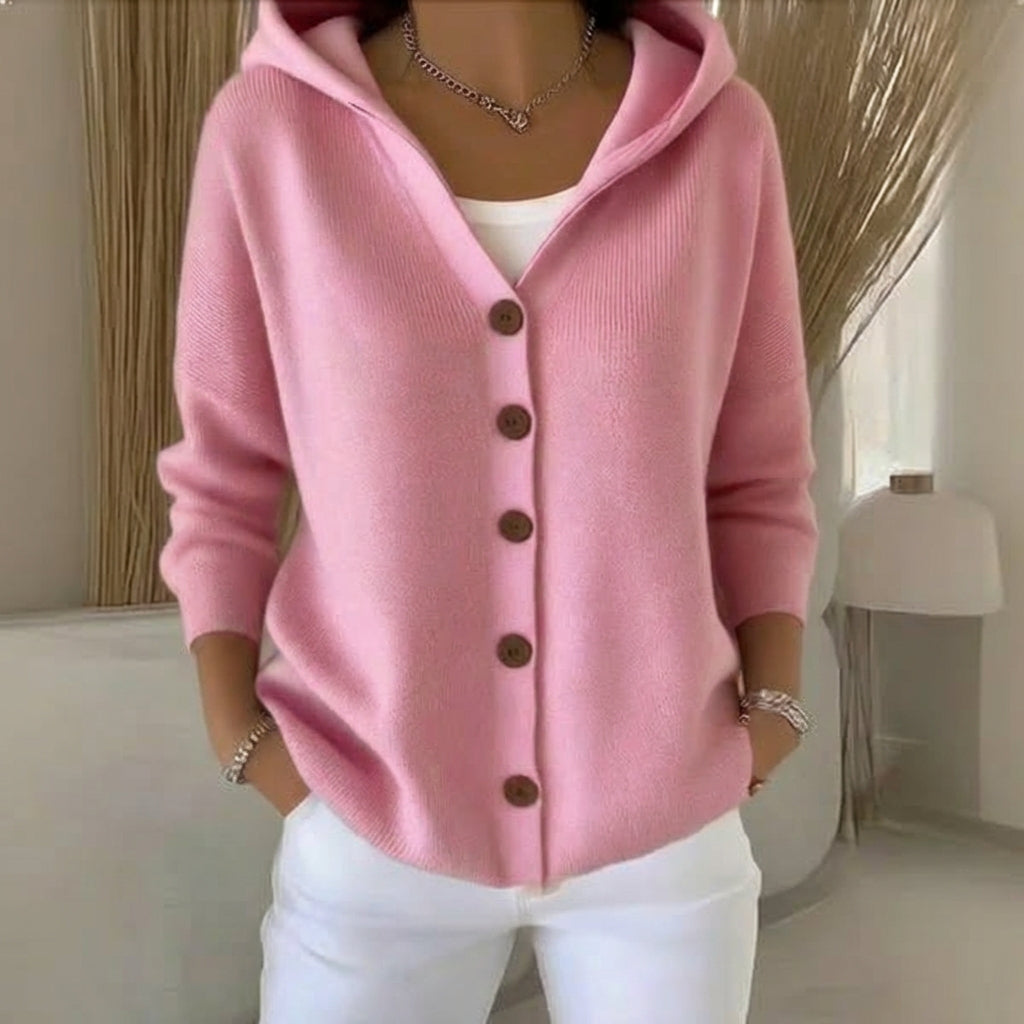 Hooded Button Front Knit Cardigan 4
