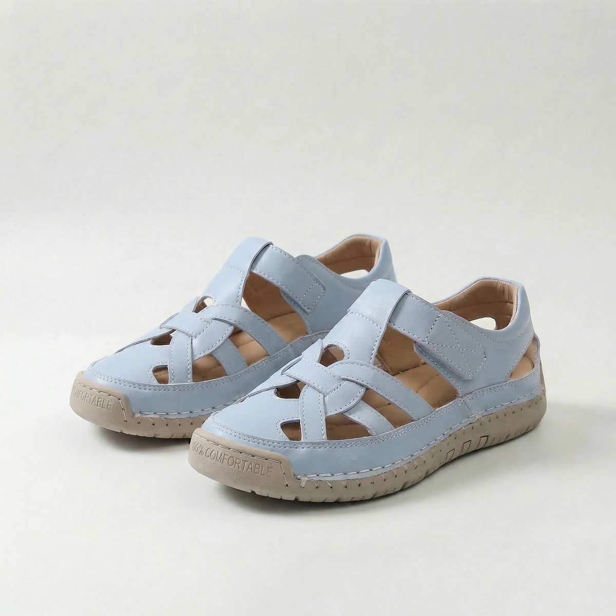 Closed Toe Cut Out Hook and Loop Fisherman Sandals 3