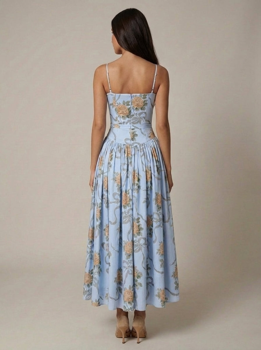 Floral Spaghetti Strap Corset Maxi Dress 6