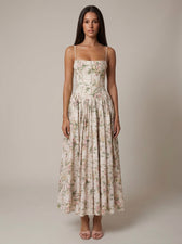 Floral Spaghetti Strap Corset Maxi Dress 7