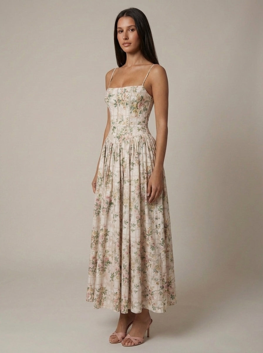 Floral Spaghetti Strap Corset Maxi Dress 8