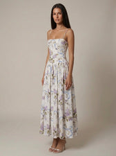 Floral Spaghetti Strap Corset Maxi Dress 11
