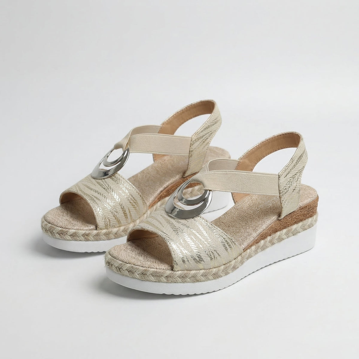 Animal Print Open Toe Slingback Espadrille Wedge Sandals