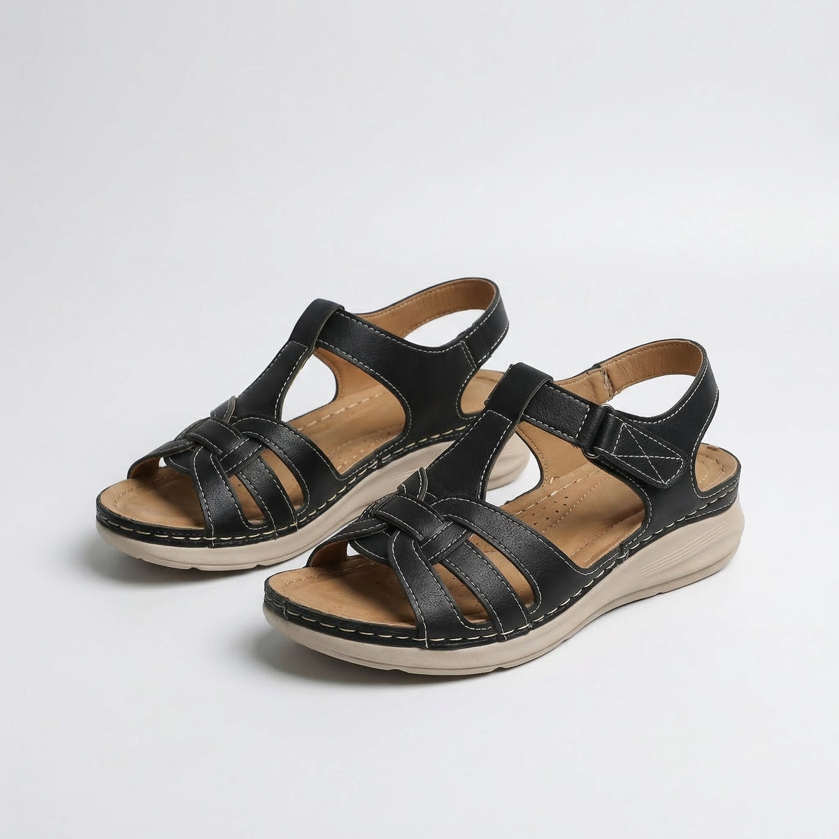 Closed Toe Fisherman Slingback Wedge Sandals