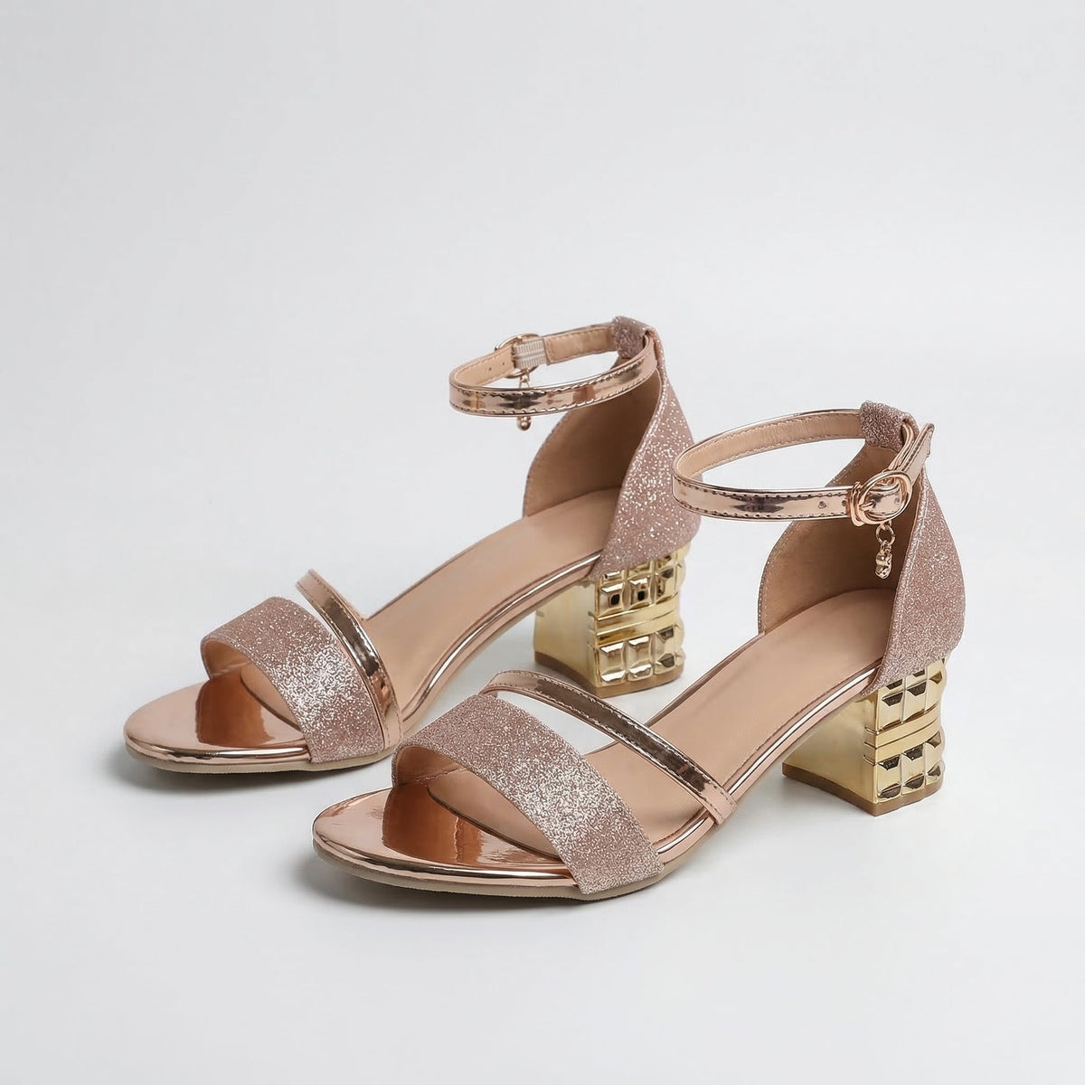 Open Toe Ankle Strap Block Heel Sandals