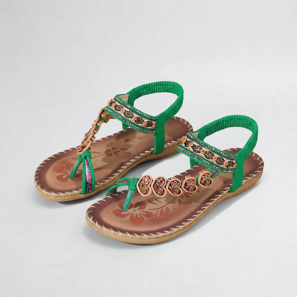 Beaded Boho Thong Flat Sandals