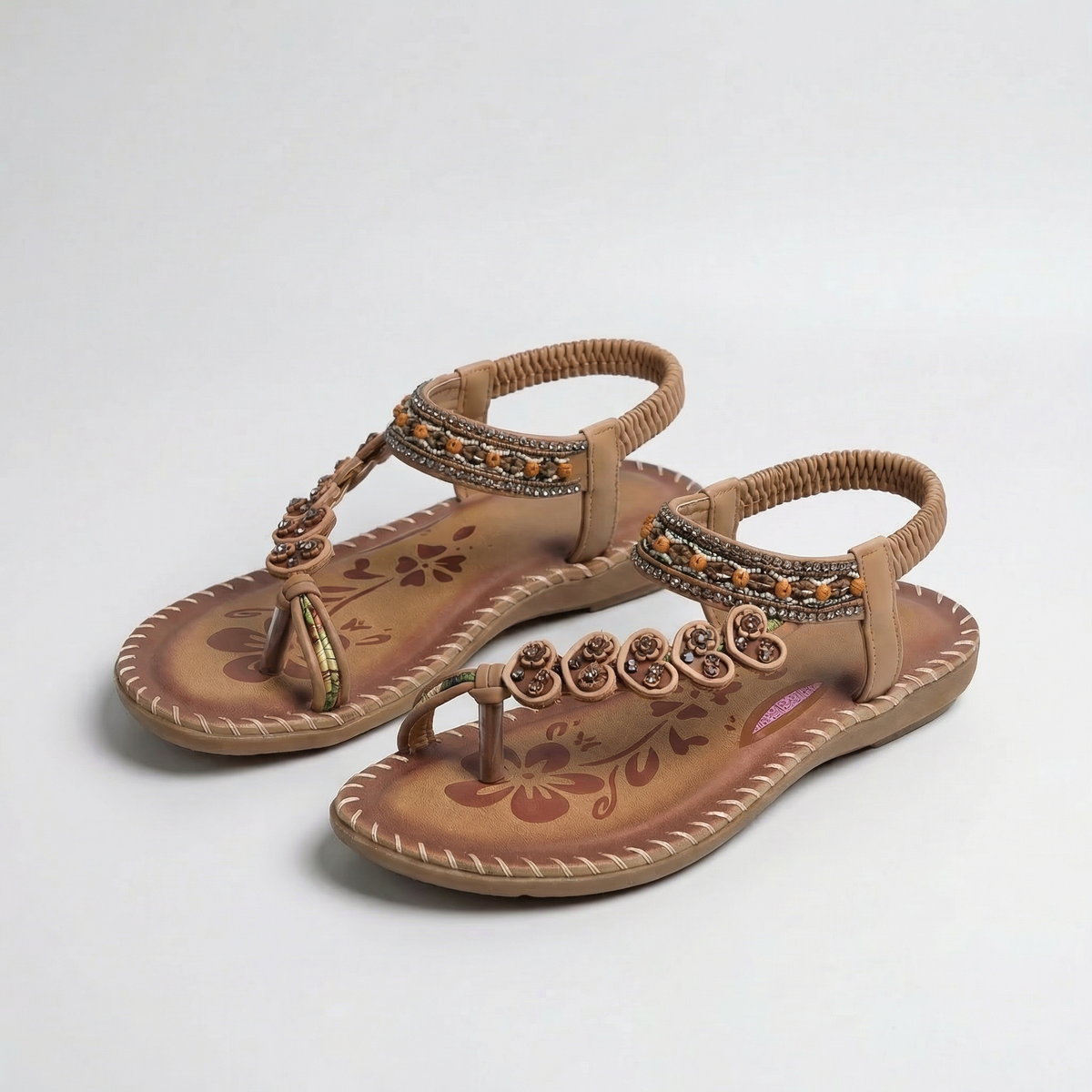 Beaded Boho Thong Flat Sandals