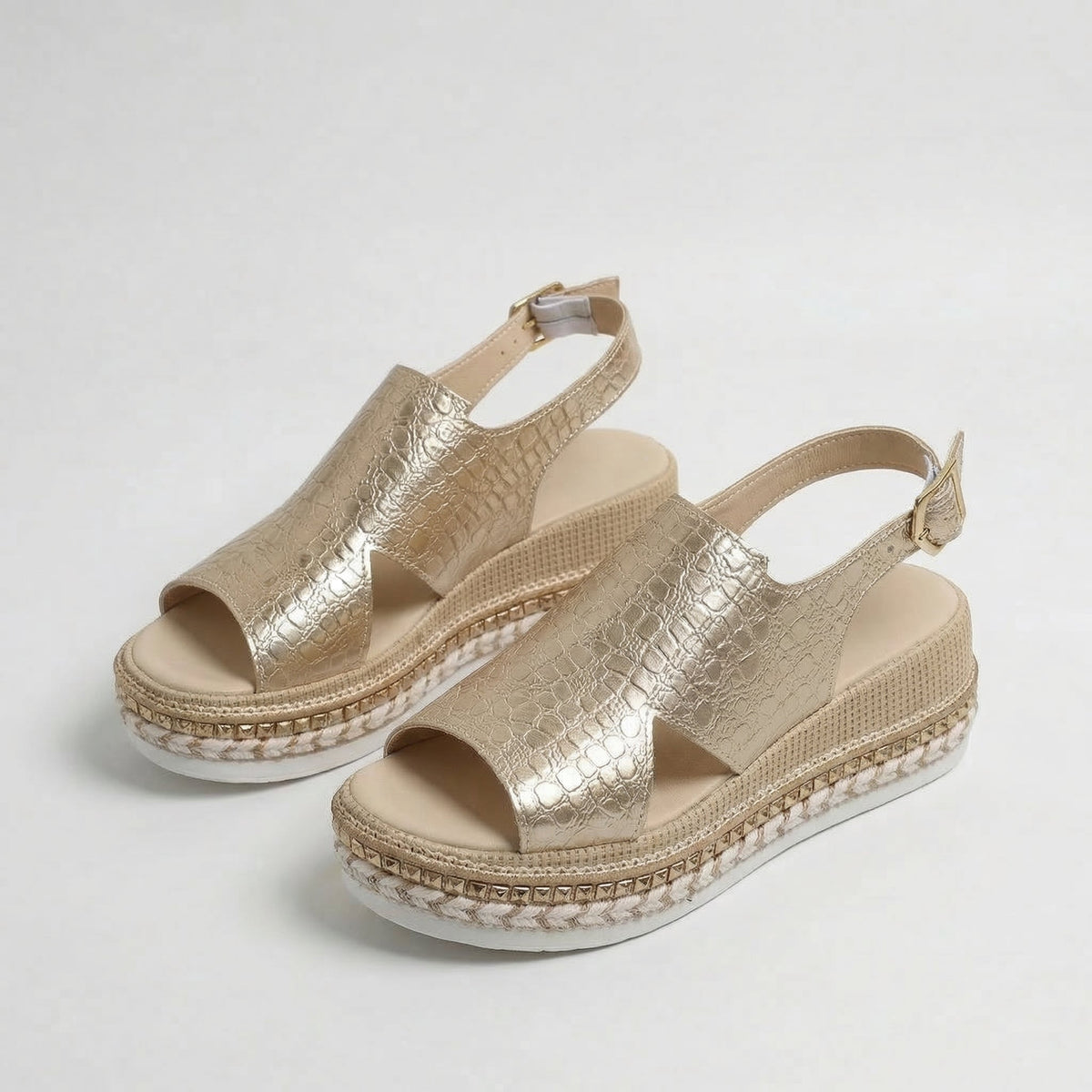Peep Toe Slingback Espadrille Flatform Sandals