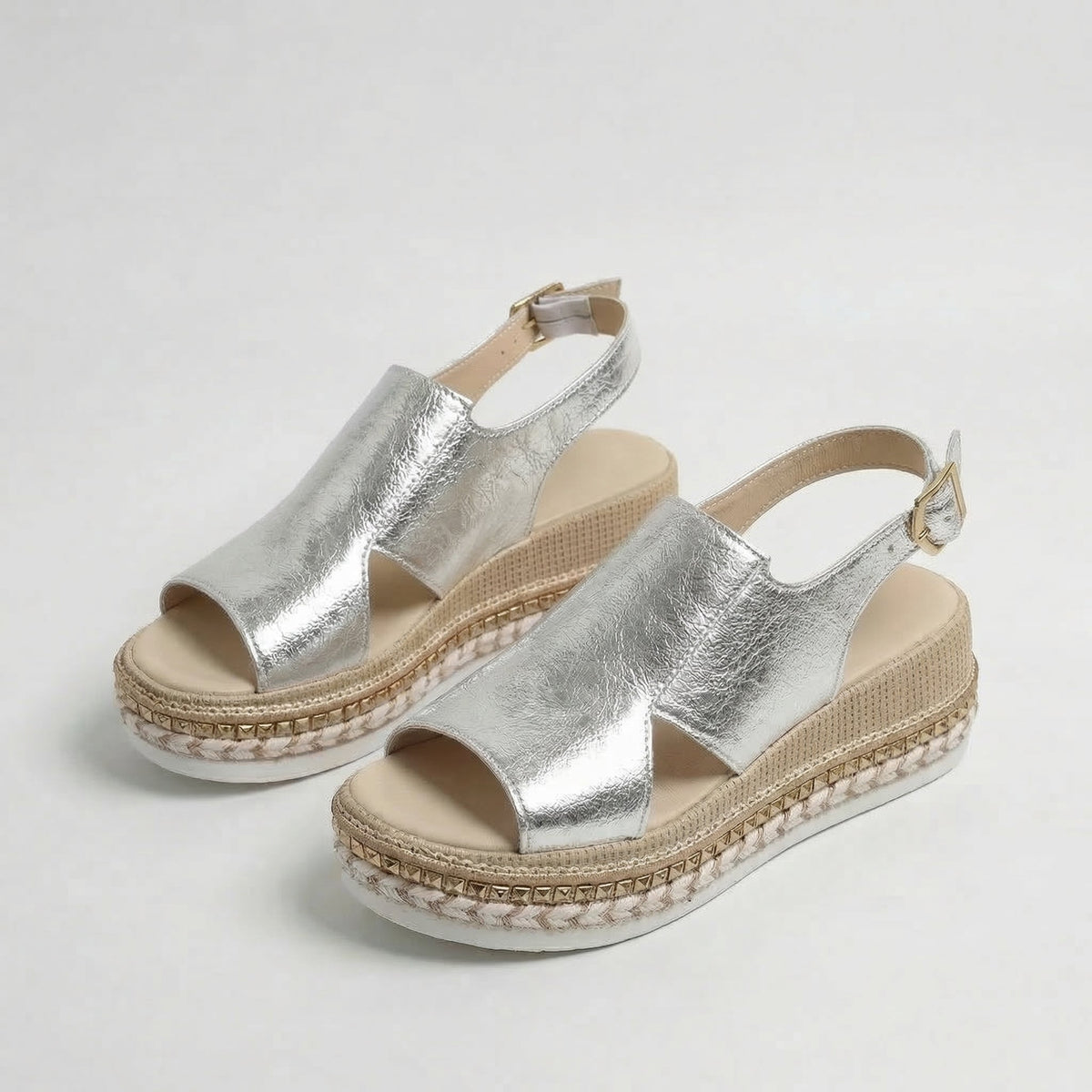 Peep Toe Slingback Espadrille Flatform Sandals