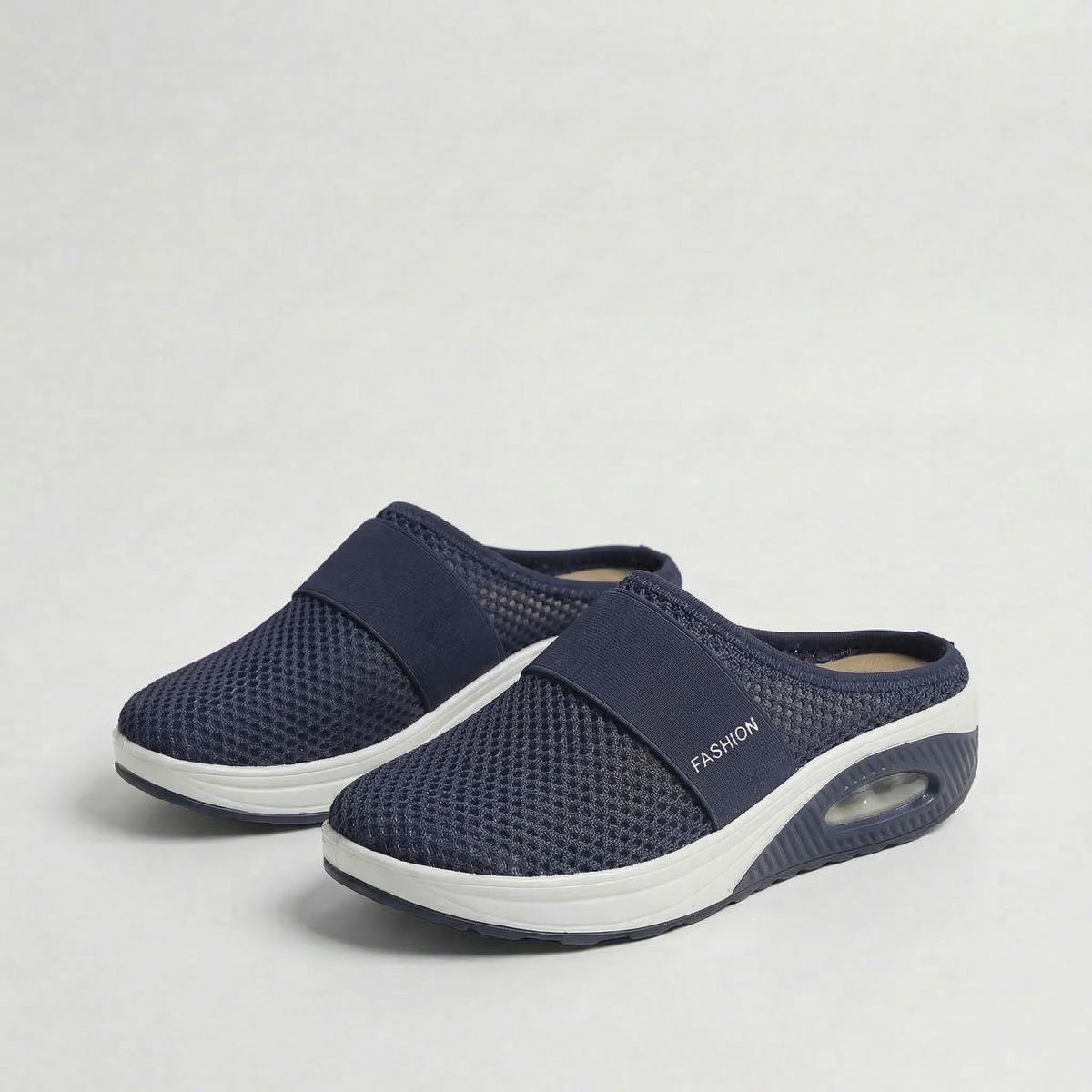 Mesh Slip On Air Cushion Platform Mule Sneakers